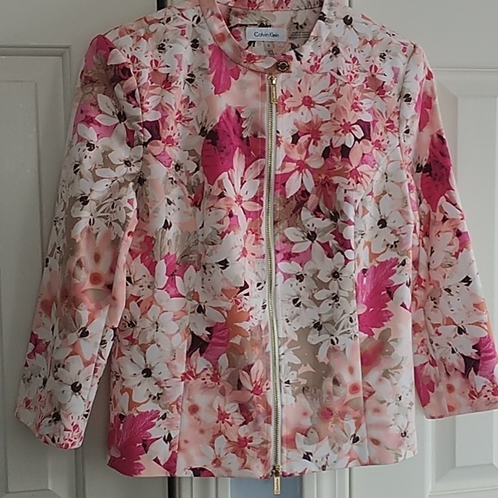Calvin Klein Floral Fitted Jacket 6 - Picture 2 of 12